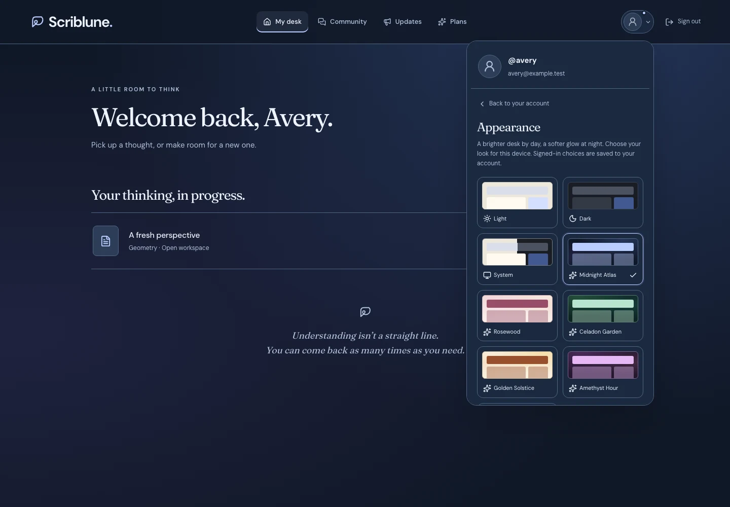 The appearance picker with the new special themes